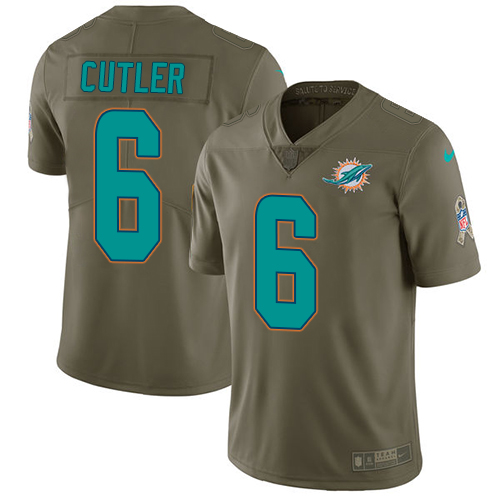 Nike Dolphins #6 Jay Cutler Olive Youth Stitched NFL Limited Salute to Service Jersey
